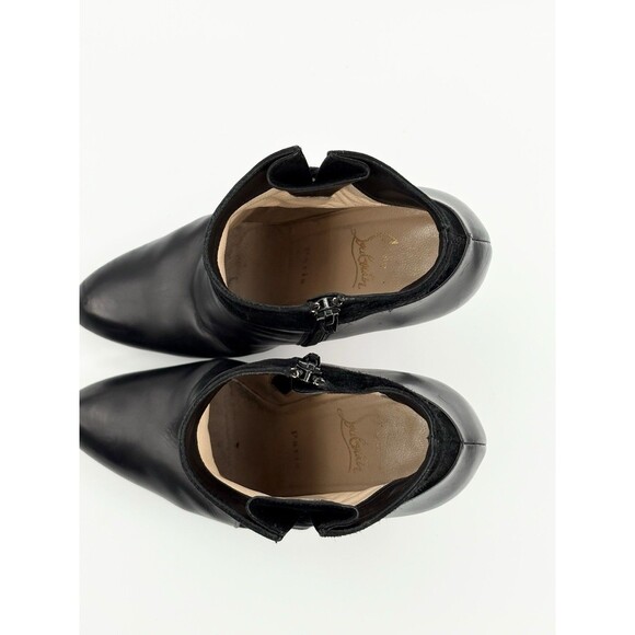 Christian Louboutin Black Leather & Suede Ankle Booties w/ Lace Up Detail EU 38 - Picture 11 of 11